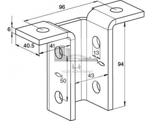 Фланец соединительный fischer FUF 8T для профилей FUS ОЦ, 43x94x137x6 мм